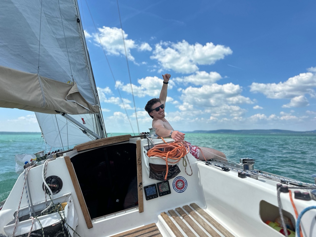 Sailing on Lake Balaton aboard Jackpot